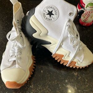 Converse White and Orange High-Top Sneakers